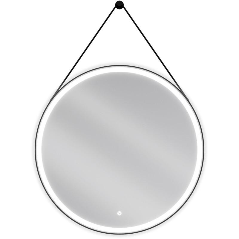Mexen Reni megvilágított fürdőszobai tükör, kerek, 80 cm, LED 6000K, páramentes, fekete keret - 9812-080-080-611-70