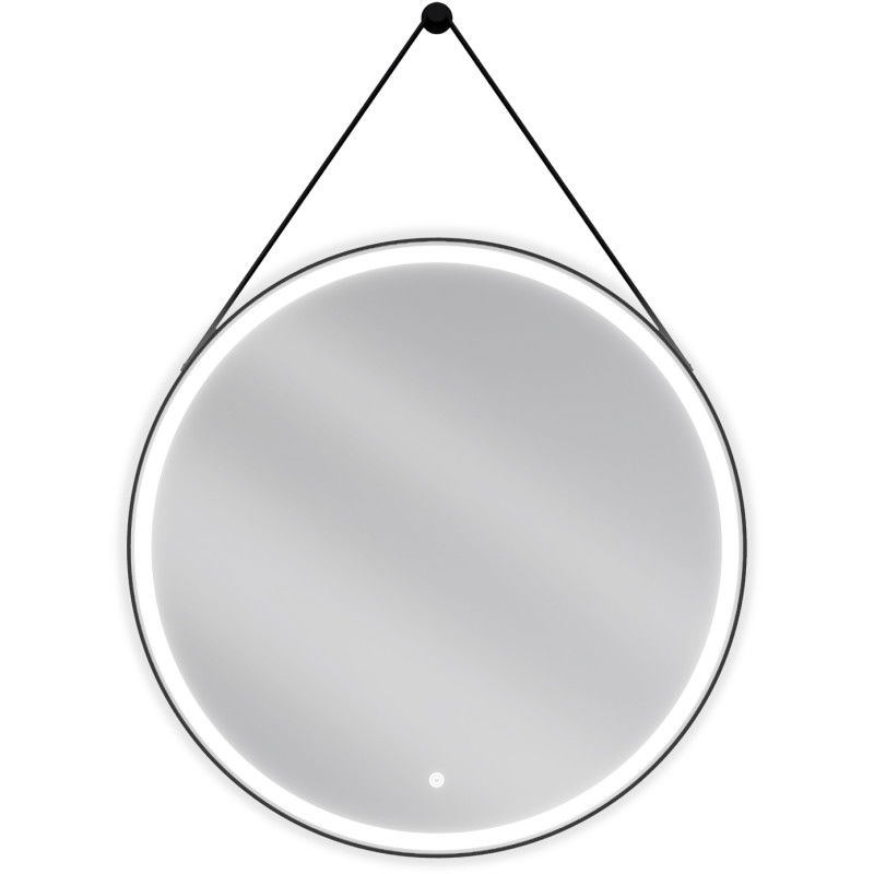 Mexen Reni oglindă iluminată de baie, rotunde 80 cm, LED 6000K, anti aburire, ramă neagră - 9812-080-080-611-70