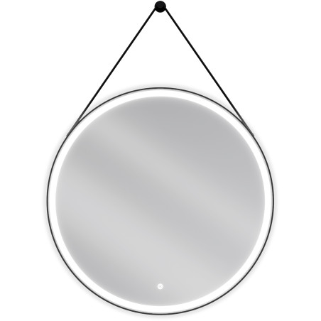 Mexen Reni kör alakú, megvilágított fürdőszobai tükör, 80 cm, LED 6000K, páramentes, fekete keret - 9812-080-080-611-70