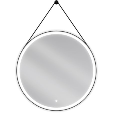Mexen Reni megvilágított fürdőszobai tükör, kerek 80 cm, LED 6000K, anti-pára, fekete szegély - 9812-080-080-611-70