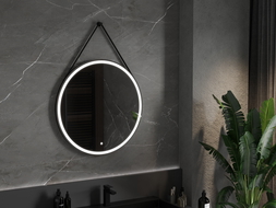 Mexen Reni oglindă iluminată de baie, rotunde 80 cm, LED 6000K, anti aburire, ramă neagră - 9812-080-080-611-70