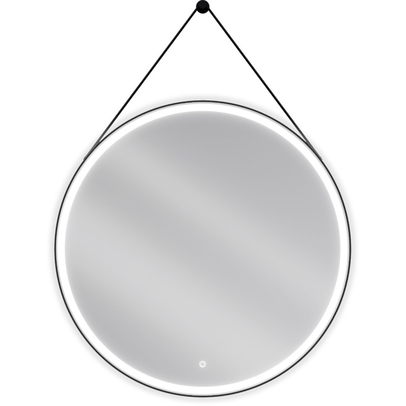 Mexen Reni kerek, LED-es, pára elleni fürdőszobai tükör, 90 cm, 6000K, fekete keret - 9812-090-090-611-70
