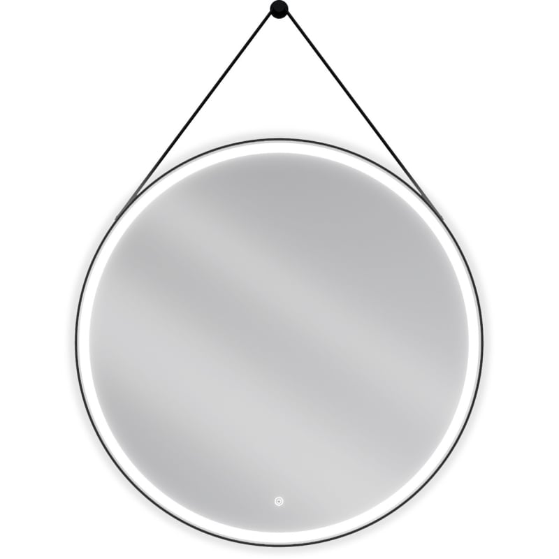 Mexen Reni megvilágított, kerek fürdőszobai tükör, 90 cm, LED 6000K, páramentes, fekete keret - 9812-090-090-611-70