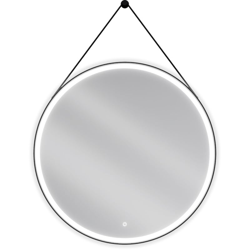 Mexen Reni oglindă de baie iluminată, rotundă 90 cm, LED 6000K, anti-aburire, ramă neagră - 9812-090-090-611-70