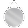 Mexen Reni kerek, LED-es, pára elleni fürdőszobai tükör, 90 cm, 6000K, fekete keret - 9812-090-090-611-70
