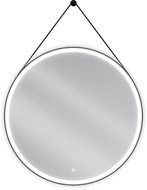 Mexen Reni kerek, LED-es, pára elleni fürdőszobai tükör, 90 cm, 6000K, fekete keret - 9812-090-090-611-70