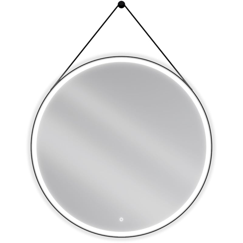 Mexen Reni LED-es fürdőszobai tükör, kerek, 100 cm, 6000K, páramentes, fekete kerettel - 9812-100-100-611-70