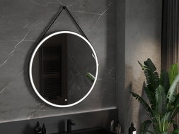 Mexen Reni oglindă iluminată de baie, rotunde 100 cm, LED 6000K, anti aburire, ramă neagră - 9812-100-100-611-70