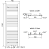 Mexen Hades fürdőszobai radiátor 1200 x 400 mm, 472 W, fehér - W104-1200-400-00-20