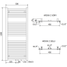 Mexen Hades fürdőszobai radiátor 1200 x 500 mm, 570 W, fehér - W104-1200-500-00-20