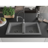 Mexen Mario chiuvetă de bucătărie din granit cu 2 compartimente cu baterie de bucătărie Aster, gri - 6504-71-73450-07-B