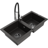Mexen Mario chiuvetă de granit cu 2 camere cu baterie de bucătărie Aster, negru/auriu metalic - 6504-75-73450-07-B