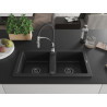 Mexen Mario chiuvetă de granit cu 2 cuve cu baterie de bucătărie Aster, negru - 6504-77-73450-07-B