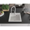 Mexen Vito chiuvetă de bucătărie din granit cu 1 compartiment și baterie de bucătărie Aster, alb - 6503-20-73450-02