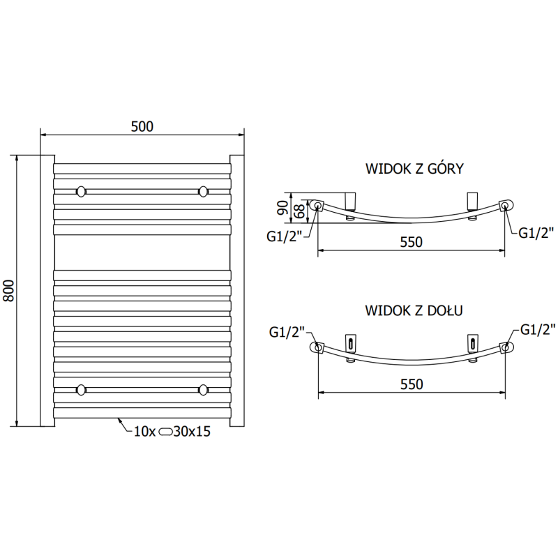 Mexen Helios radiator baie 800 x 600 mm, 448 W, alb - W103-0800-600-00-20