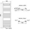 Mexen Helios fürdőszobai radiátor 1500 x 500 mm, 676 W, fekete - W103-1500-500-00-70