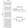 Mexen Helios fürdőszobai radiátor 1800 x 500 mm, 844 W, fekete - W103-1800-500-00-70