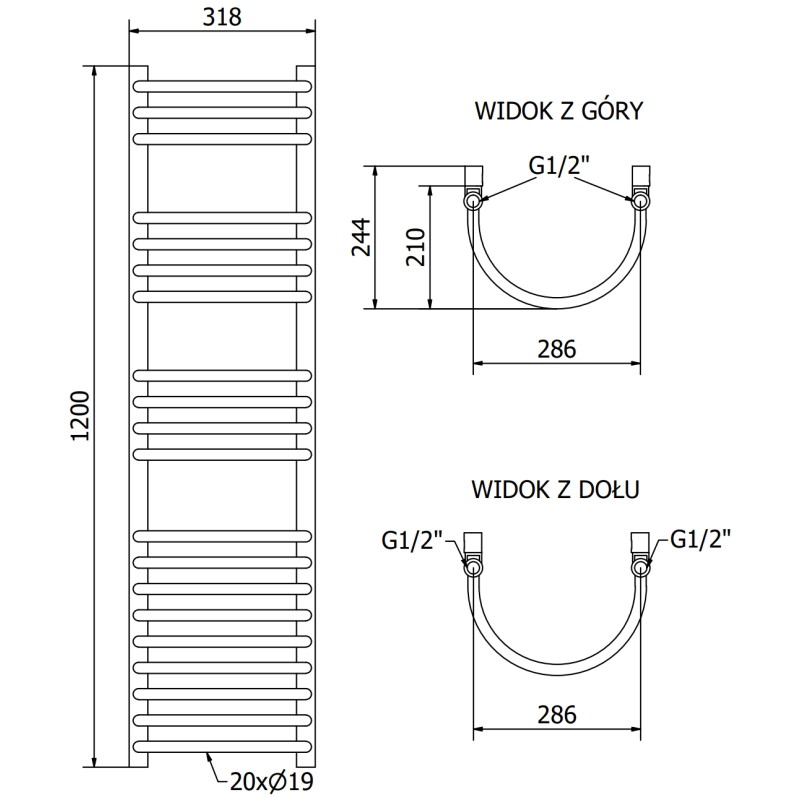 Mexen Eros radiator de baie 1200 x 318 mm, 421 W, negru - W112-1200-318-00-70