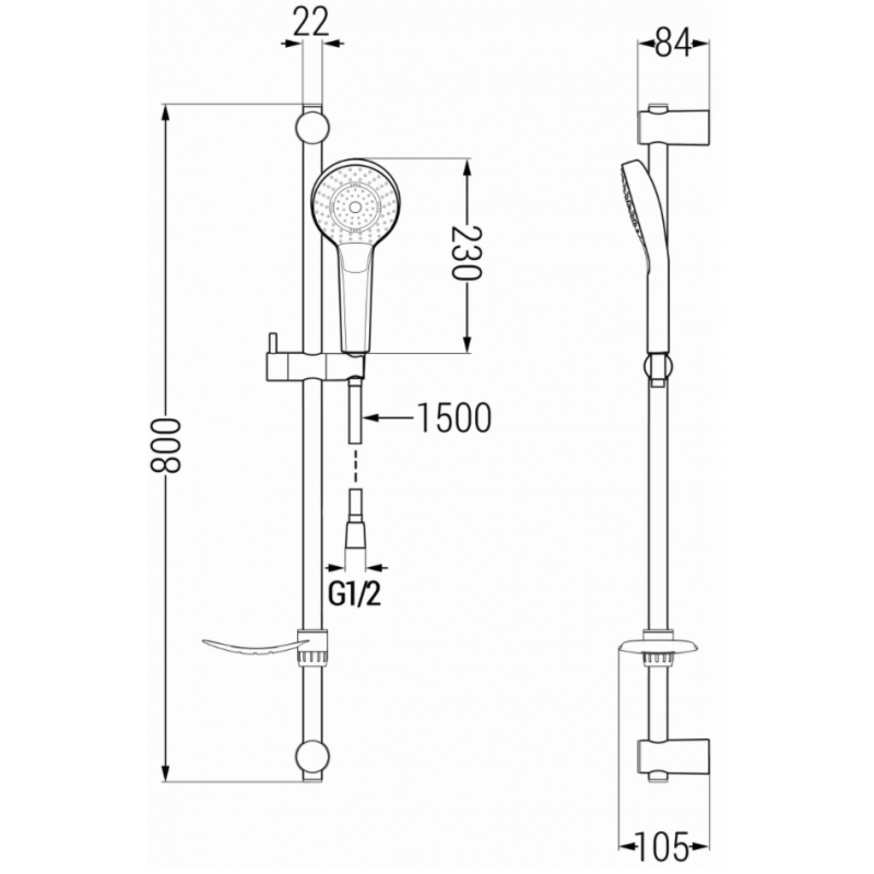 Mexen Kama Set cadă DF05, crom - 72503DF05-00