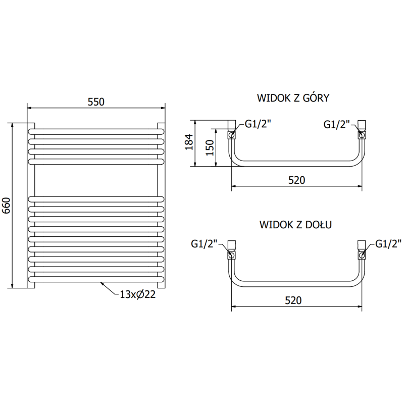 Mexen Apollo radiator baie 660 x 550 mm, 386 W, alb - W117-0660-550-00-20