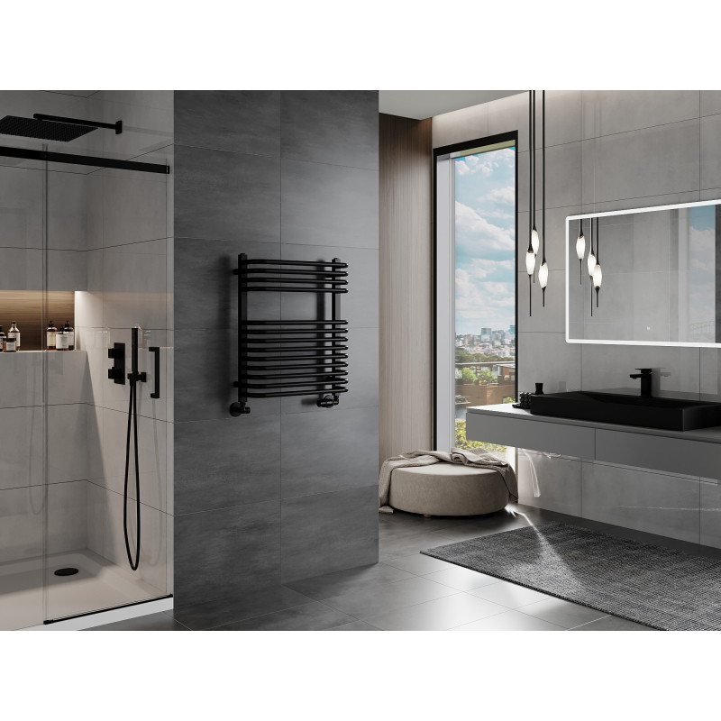 Mexen Apollo 660 x 550 mm-es fürdőszobai radiátor, 386 W, fekete - W117-0660-550-00-70