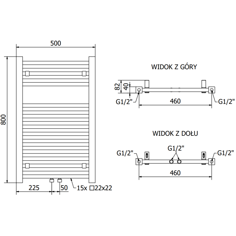 Mexen Pluton radiator de baie 800 x 500 mm, 410 W, alb - W106-0800-500-00-20