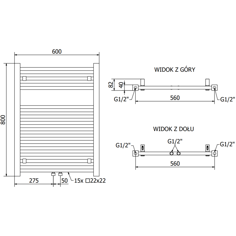 Mexen Pluton radiator baie 800 x 600 mm, 476 W, alb - W106-0800-600-00-20