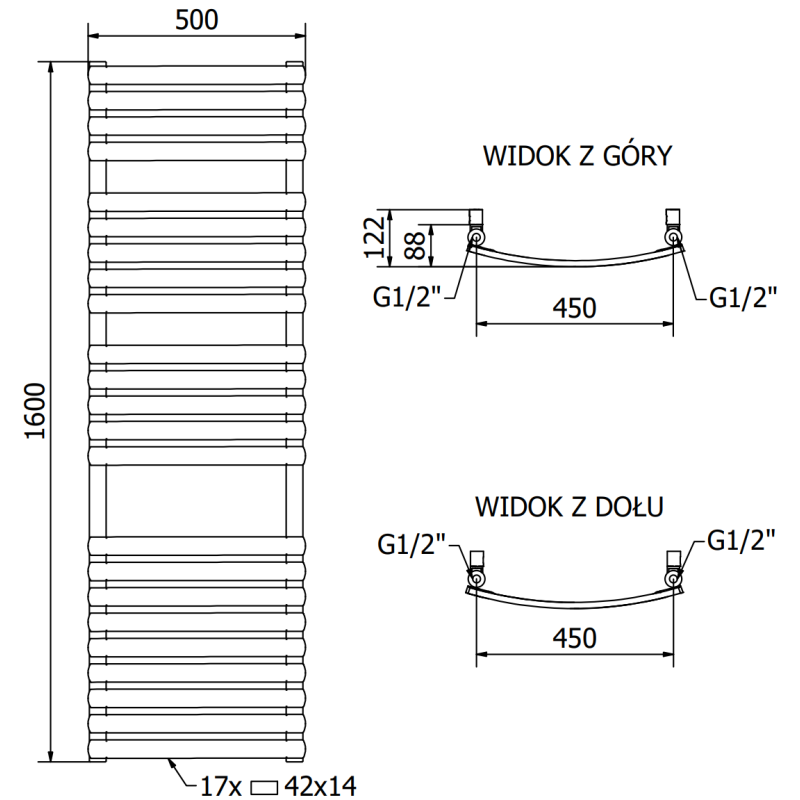 Mexen Bachus radiator baie 1600 x 500 mm, 787 W, alb - W109-1600-500-00-20