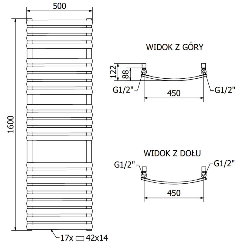 Mexen Bachus radiator baie 1200 x 500 mm, 619 W, negru - W109-1200-500-00-70
