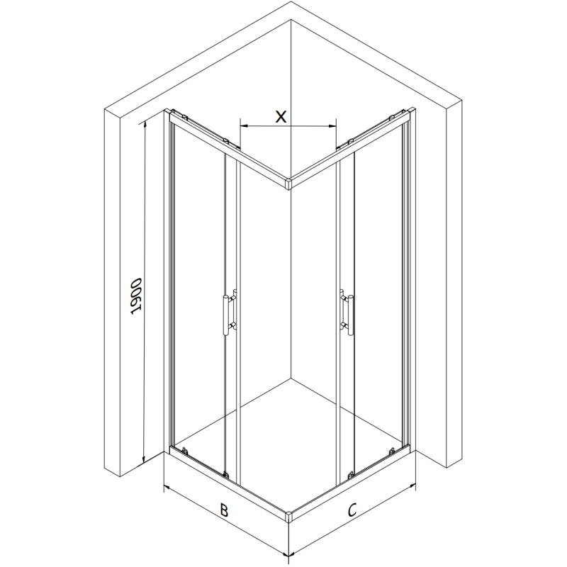 Mexen Rio cabină de duș pătrată 90 x 90 cm, grafit, auriu + cădiță Flat, negru- 860-090-090-50-40-4070G