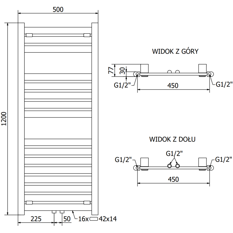 Mexen Uran radiator de baie 1200 x 500 mm, 534 W, alb - W105-1200-500-00-20