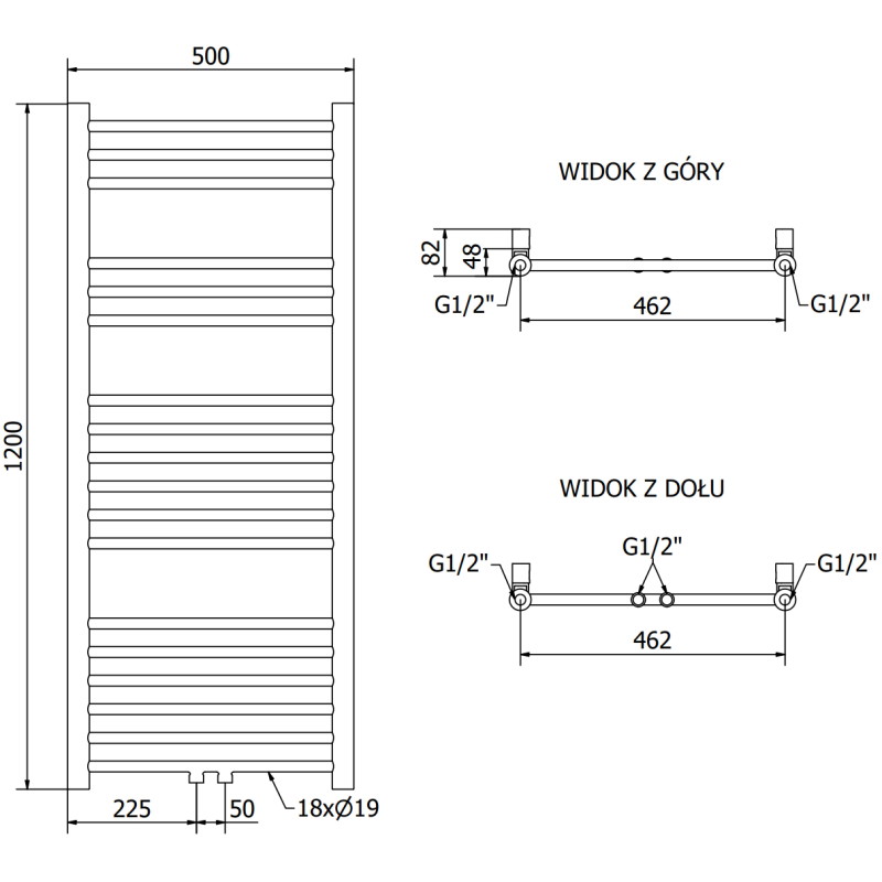 Mexen Yodo radiator de baie 1200 x 500 mm, 382 W, negru - W113-1200-500-00-70