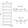 Mexen Saturn radiator de baie 1200 x 500 mm, 409 W, alb - W108-1200-500-00-20