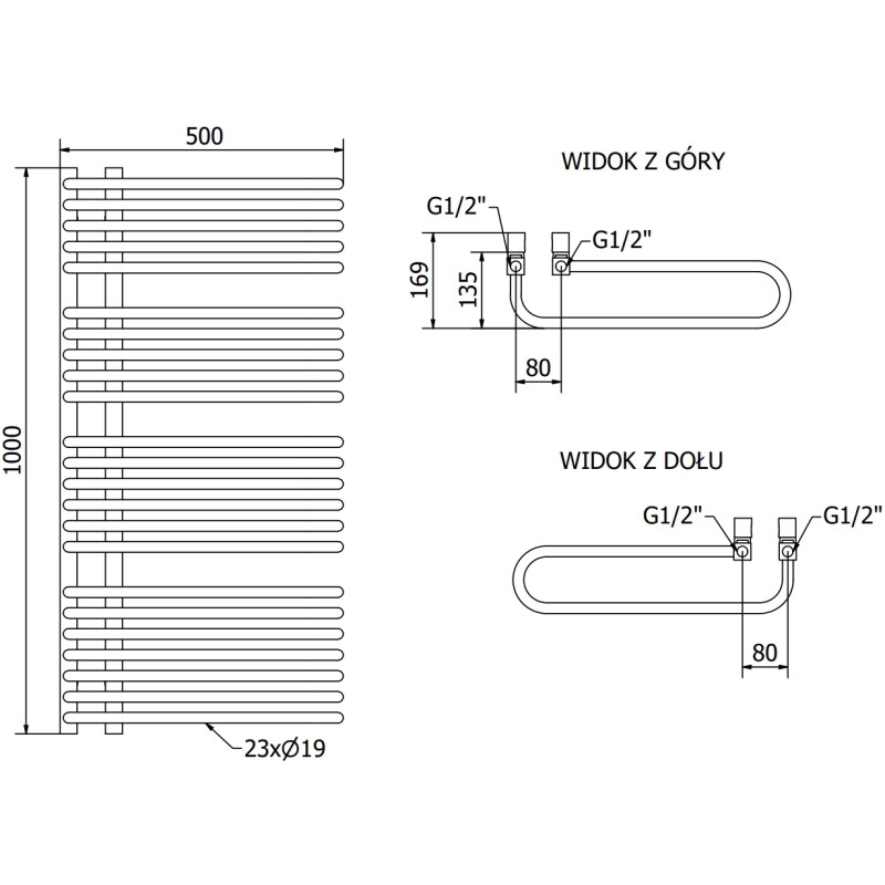 Mexen Amor radiator pentru baie 1000 x 500 mm, 809 W, negru - W120-1000-500-00-70