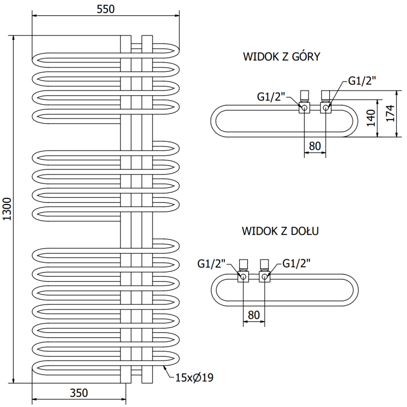 Mexen Ops radiator baie 1300 x 550 mm, 694 W, alb - W122-1300-550-00-20