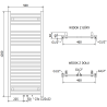 Mexen Pluton radiator de baie 1200 x 500 mm, 493 W, crom - W106-1200-500-00-01