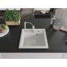 Mexen Vito chiuvetă de granit cu 1 compartiment și baterie de bucătărie Aster, Albă - 6503-20-73450-07