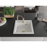 Mexen Vito chiuvetă de granit cu 1 cuvă cu baterie de bucătărie Aster, albă - 6503-20-73450-57-G