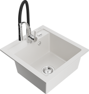 Mexen Vito chiuvetă de granit cu 1 compartiment cu baterie de bucătărie Aster, alb - 6503-20-73450-07