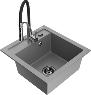 Mexen Vito chiuvetă granit 1-cameră cu baterie de bucătărie Aster, gri - 6503-71-73450-07-B
