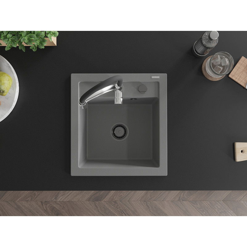 Mexen Vito chiuvetă granit 1-cameră cu baterie de bucătărie Aster, gri - 6503-71-73450-07-B