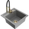 Mexen Vito chiuvetă de bucătărie din granit cu 1 cuvă cu baterie de bucătărie Aster, gri - 6503-71-73450-57-G
