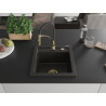 Mexen Vito chiuvetă de granit cu 1 compartiment cu baterie de bucătărie Aster, negru/auriu metalizat - 6503-75-73450-57-G