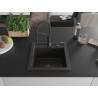 Mexen Vito chiuvetă de bucătărie din granit, cu o singură cuvă, cu baterie Aster, negru/auriu metalizat