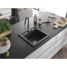 Mexen Vito chiuvetă de bucătărie din granit cu 1 compartiment și baterie Aster, negru pătat - 6503-76-73450-07