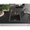 Mexen Vito chiuvetă de granit cu 1 compartiment și baterie de bucătărie Aster, negru stropit - 6503-76-73450-57-G