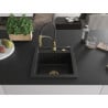 Mexen Vito chiuvetă de granit cu o singură cuvă și baterie de bucătărie Aster, negru - 6503-77-73450-57-G
