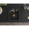 Mexen Vito chiuvetă de granit cu o singură cuvă și baterie de bucătărie Aster, negru - 6503-77-73450-57-G