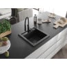 Mexen Vito chiuvetă de granit cu 1 compartiment cu baterie de bucătărie Aster, negru - 6503-77-73450-70-B