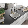 Mexen Milo chiuvetă de granit cu 1 compartiment cu baterie de bucătărie Aster, alb - 6505-20-73450-57-B